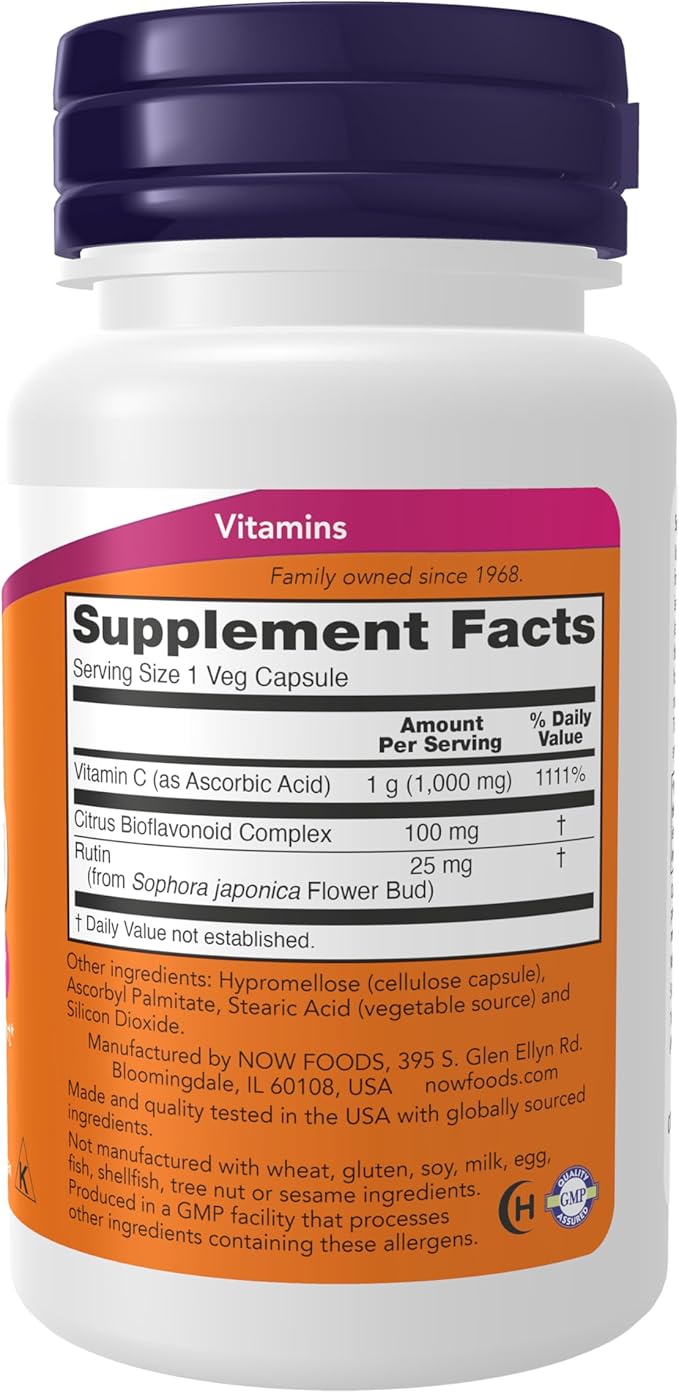 NOW Foods Supplements, Vitamin C-1,000 with Rose HIPS & Bioflavonoids, Antioxidant Protection*, 30 Veg Capsules