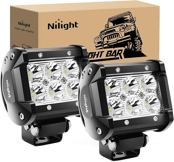 Nilight Led Pods 2Pcs 18W 1260LM Spot Off Road Lights Super Bright Driving Fog Boat Lamp Work Lighting Bar for Trucks Van ...