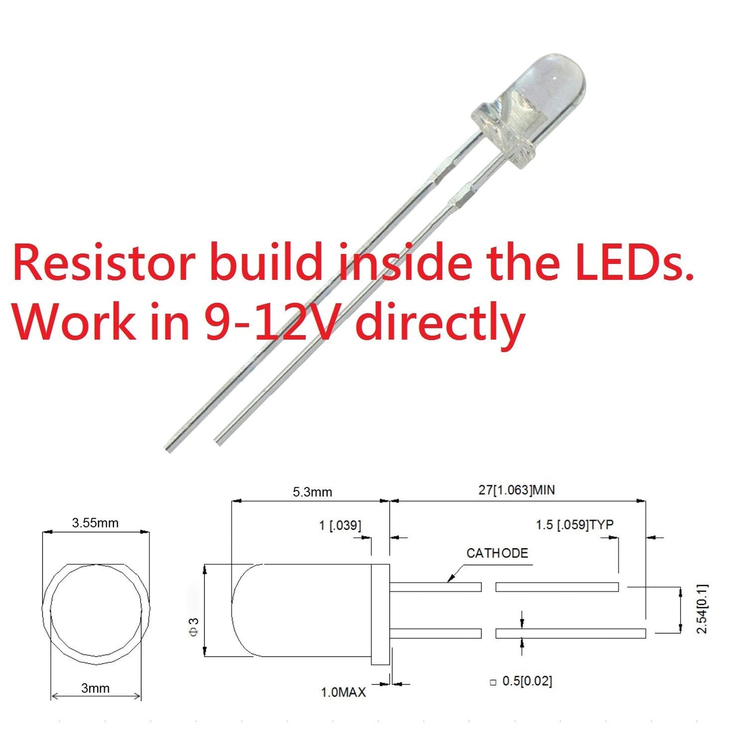 Bowerful 100pcs LED Lights 12V 3mm Blue Gauge Cluster Emitting Diodes