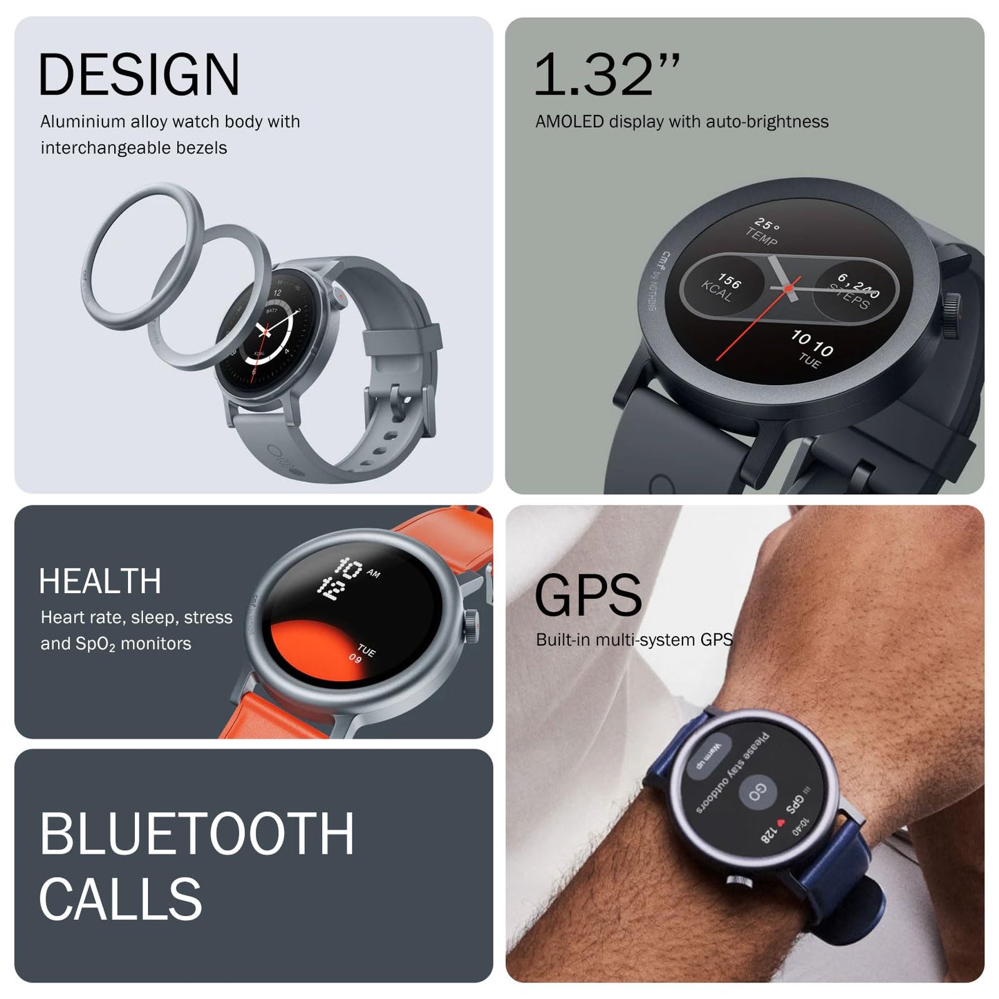 CMF Watch Pro 2 Smartwatch for Men Women, Fitness Tracker with Heart Rate, SPO₂ Monitoring,120 Sports Model, Bluetooth Calls with AI Noise Reduction, IP68 Waterproof with GPS for Android iOS Ash Grey