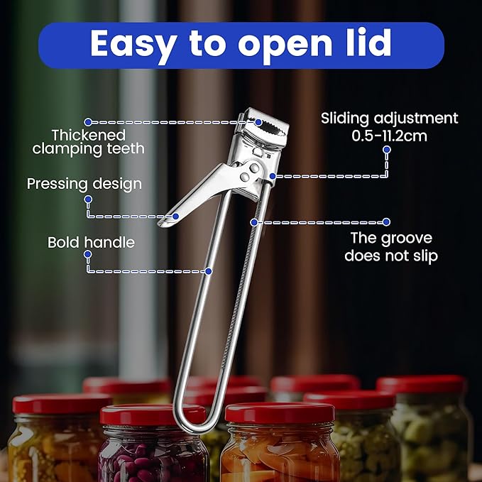 Adjustable Stainless Steel Jar Opener, 2026 New Jar Opener for Weak Hands Seniors, Multifunctional Can Opener Jar Lid Gripper Bottle Opener Kitchen Gadgets (3 Pcs)