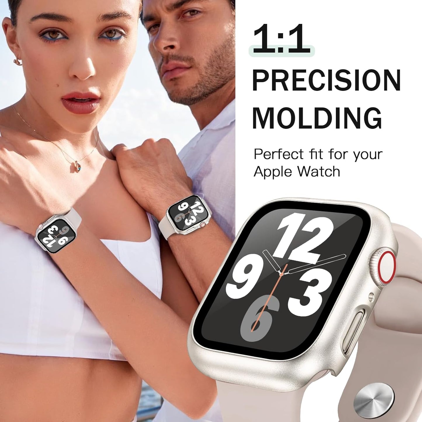 JR.DM 38mm 2 Pack Hard PC Case with HD Tempered Glass Screen Protector for Apple Watch Series 3/2/1, Slim Guard Bumper Full Coverage Protective Anti-Scratch Face Cover for iWatch, Starlight+ Clear