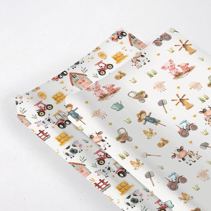 Soft 2 Pack Farm Animal Cow Sheep Pigs Tractor Pattern Baby Changing Pad Covers for Infant Newborn, Unisex Farm Nursery Fitted Diaper Changing Table Pad Mat Sheets for Boys Girls-16x32