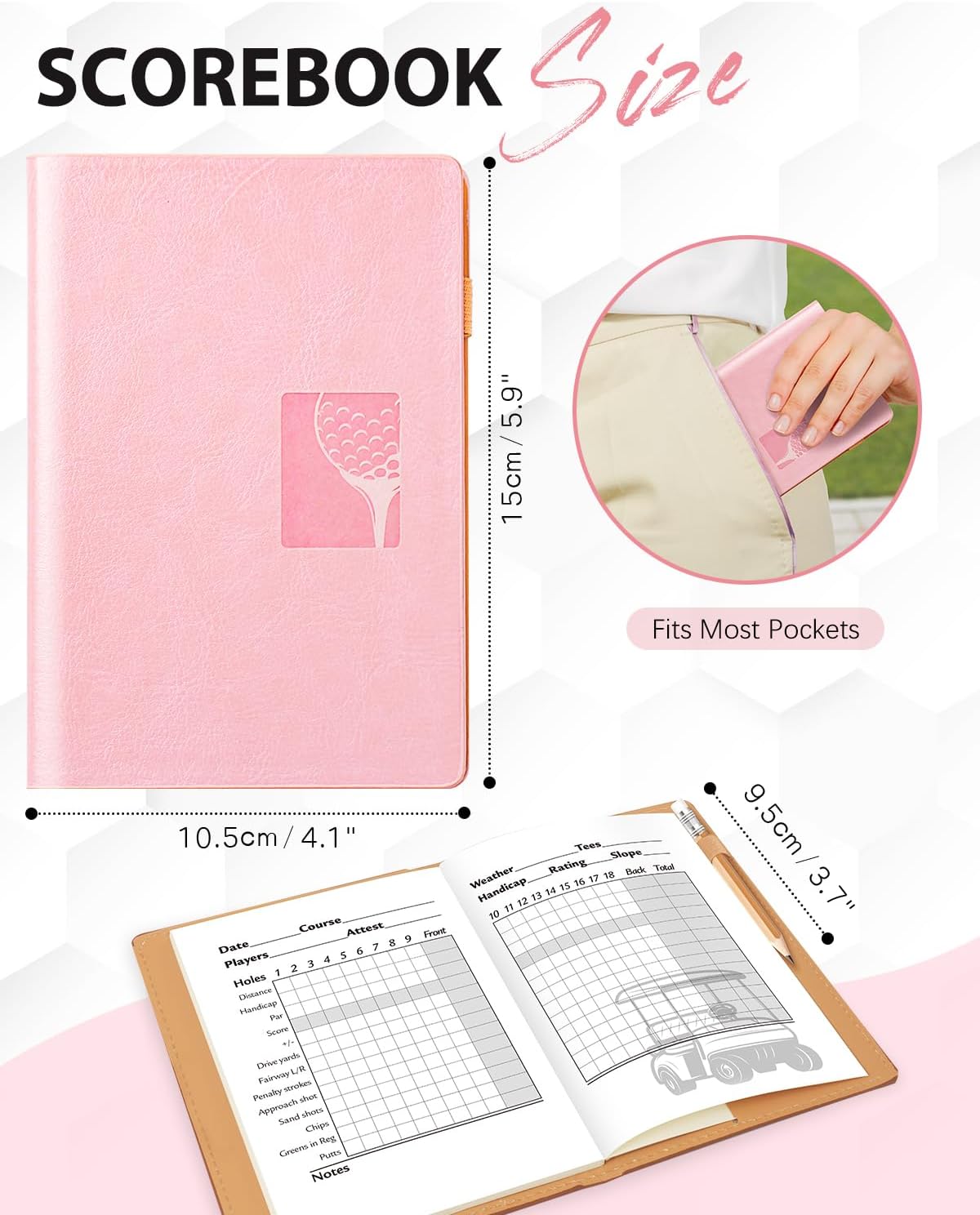 Set for Dad Includes Golf Scorecard Book, Bag Tag with 5 Tees & Golf Club-Shaped Pen - Funny Birthday Present from Daughter, Son or Kids,Best Dad by Par