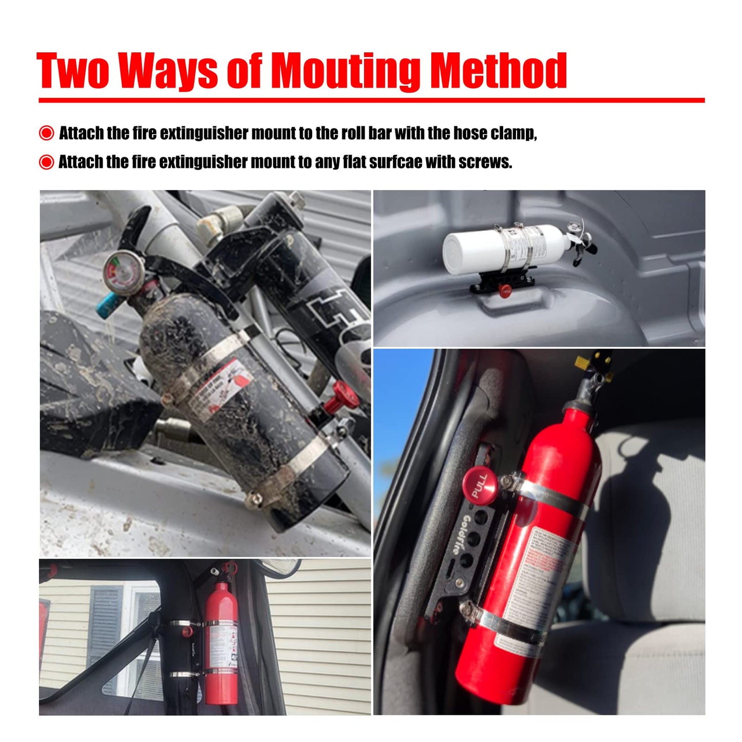 Goldfire Universal Vehicle Adjustable Quick Release Roll Bar Fire Extinguisher Mount Holder Brackets , Fire Extinguisher Mount for Car UTV