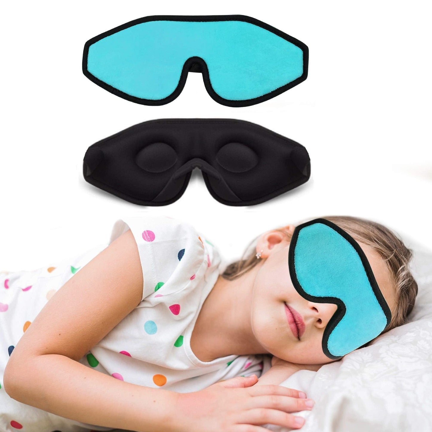 Sleep Mask for Kids with Blockout Light - Memory Foam 3D Contoured Eye Mask - Eye Cover & Travel Sleep Mask, Blindfolds for Kids, Girls, Boys (Blue)