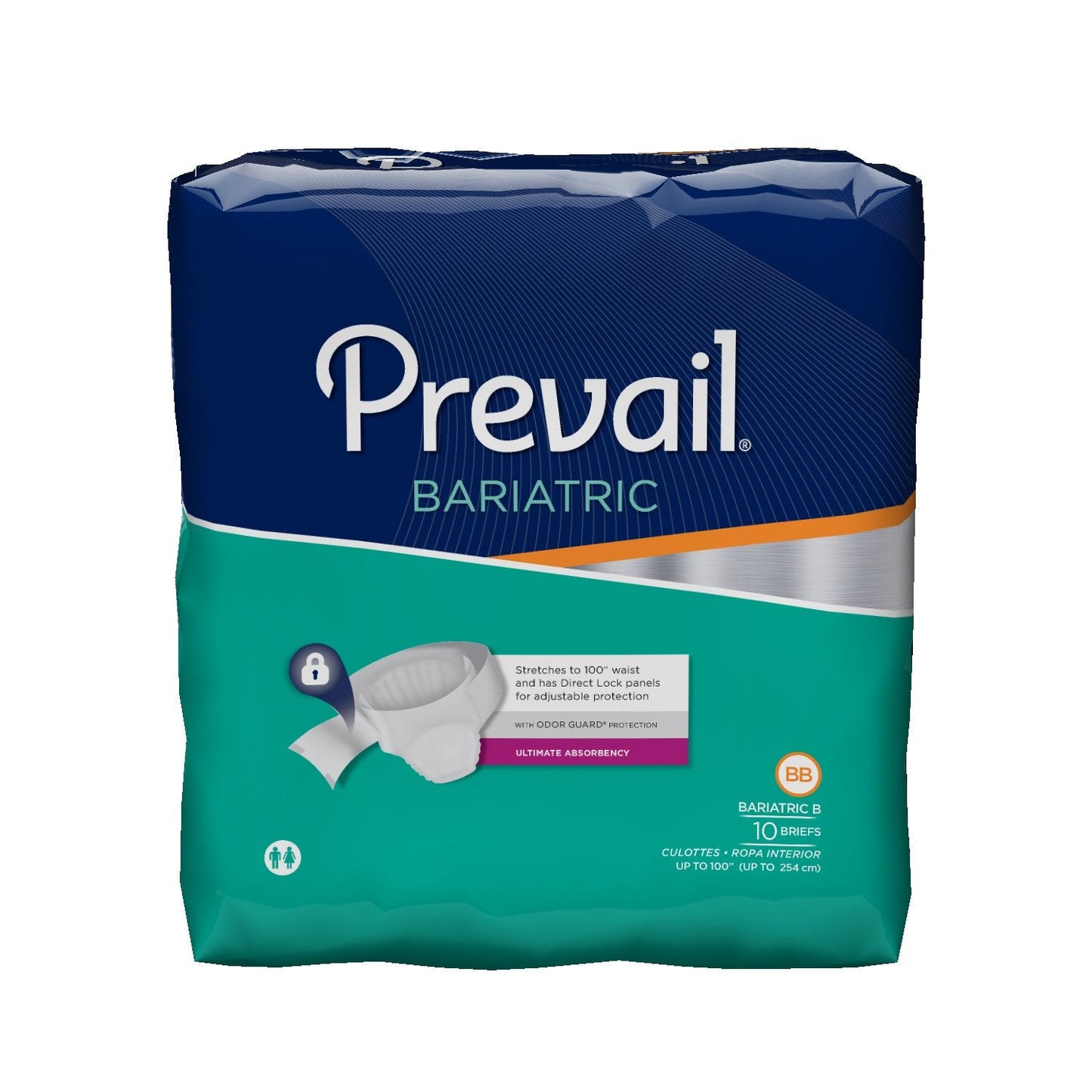 Prevail Specialty Brief, Bariatric B, to 100 Inch Waist, Heavy Absorbency, PV-094 - Case of 40