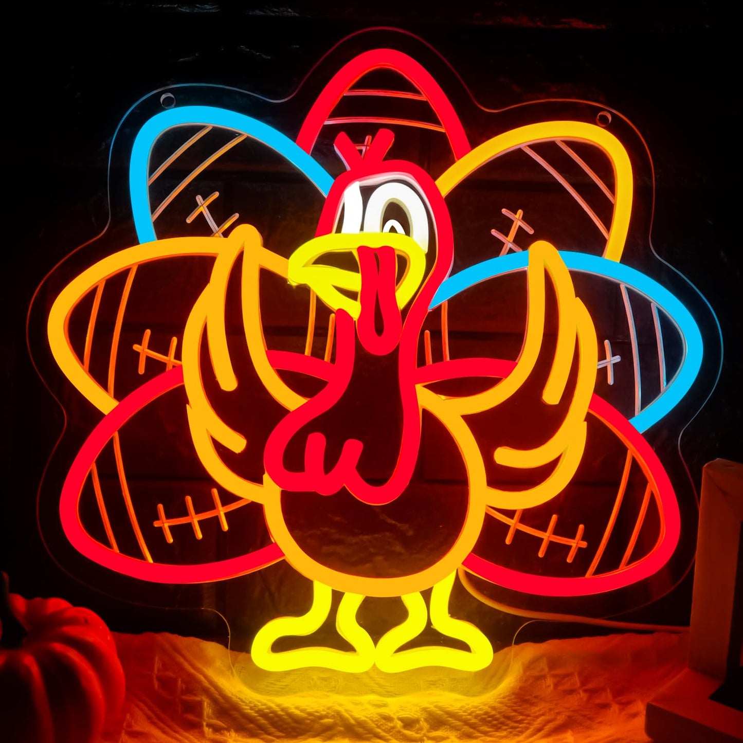 Innovtools Turkey Football Neon Sign  Thanksgiving Led Neon Lights With Usb Powered  Dimmable Light Up Sign For Give Thanks Fall Game Day Man Cave Window Wall Hanging Home Party Room Decor
