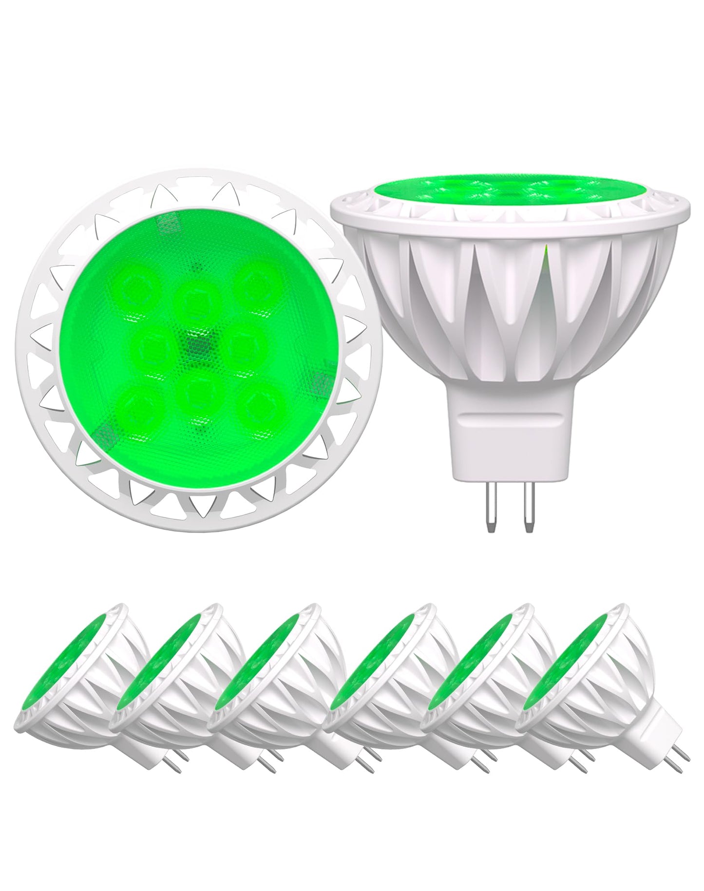 6-Pack Mr16 Green Led Bulbs-Natural 5W 50W Halogen Gu5.3 Base 12V 38?Beam For Garden  Plant Growth  Yard Accent & Eco Lighting