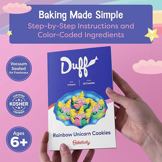 Baketivity Baking Kit Bundle – DIY Cake Pops & Unicorn Rainbow Cookies by Duff Goldman – Kids Baking Set with Pre-Measured Kosher Ingredients, Decorating Supplies & Video Tutorials – Ages 6-12+