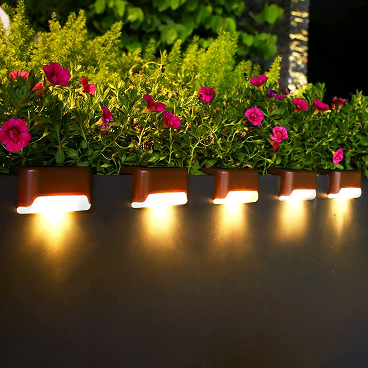 Phereu Solar Deck Lights, 16 Pack LED Waterproof Outdoor Lights for Railing, Stairs, Fence, Warm White, Brown, Durable ABS Material