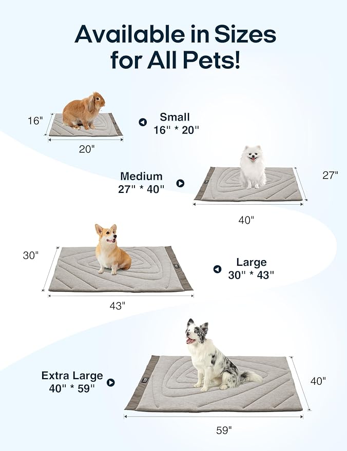 ZonLi Dog Cooling Mat, 59" x 40"Extra Large, Waterproof Cooling Pad for Dogs & Cats, Portable & Durable Pet Mat for Crate, Trunk, Camping, Outdoors, Machine Washable, Pebble Grey