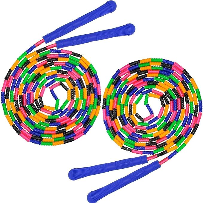 Coolrunner 16 FT Long Jump Rope(2 PACK), Double Dutch Jump Ropes, Soft Beaded Skipping for Kids Adults, Plastic Segmented ...