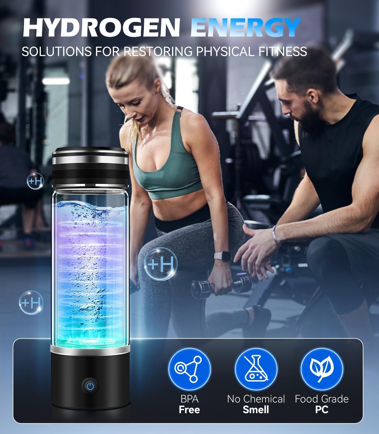 4.0 Upgrade Hydrogen Water Bottle & Double Hydrogen Content 【NO.1-100% Odorless】【SGS Certification - 4000PPB】 Hydrogen Water Bottle - 2025 SPE PEM Technique, Applicable to Various Water