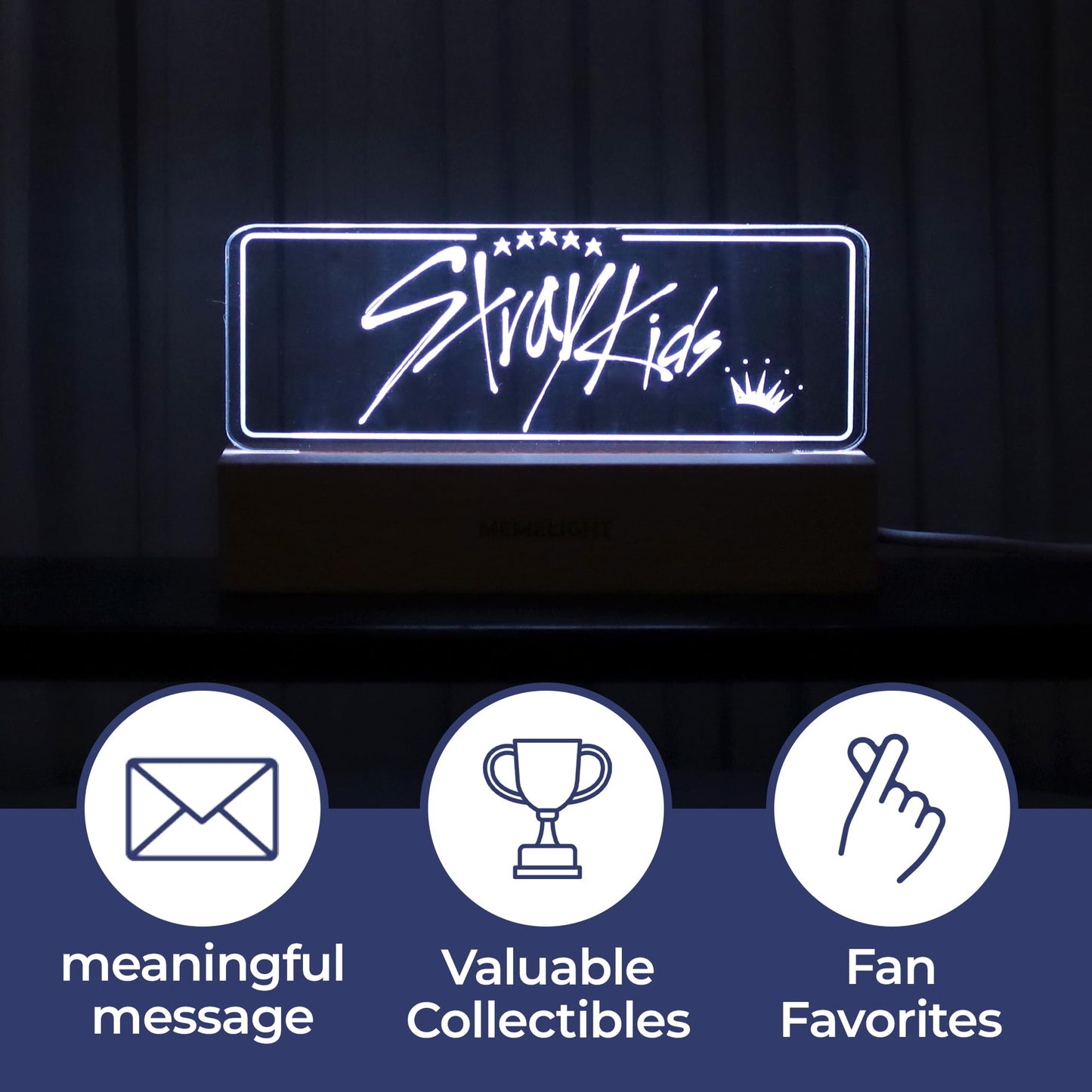 MEMELIGHT Kpop Night Light Lamp, 7RGB Color, Acrylic, Model ML-VA-02, Multicolor, 8.3 x 4.2 x 1.7 inches