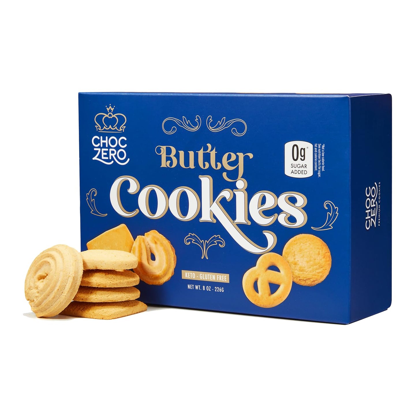 ChocZero Keto Butter Cookies - Sugar Free Danish Shortbread - Gluten Free  Low Carb  8 Ounce (Pack of 1)