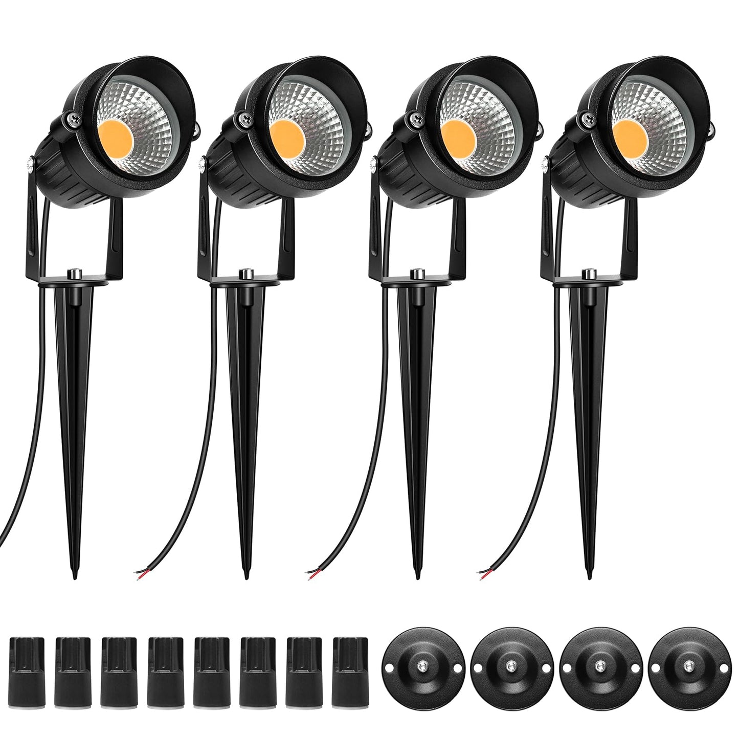 Lightingwill 5W Led Landscape Lights  Warm White 3000K-3500K  Waterproof Dc 12V Cob Led Outdoor Wall Spotlight Low Voltage Garden Tree Spot Lighting For Yard Pathways Fence (4 Pack)