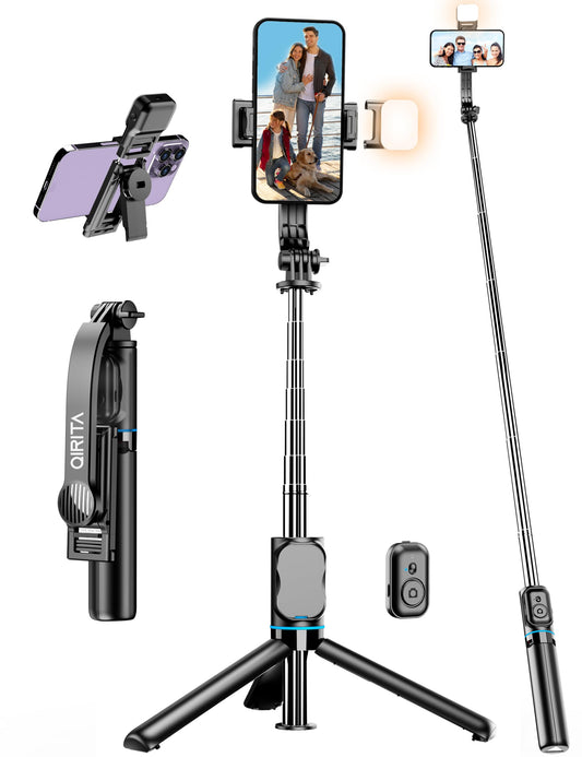 42 Selfie Stick Tripod With Fill Light Extendable Phone Tripod Stand All-In-1 Selfie Stick Travel Tripod With Detachable Remote
