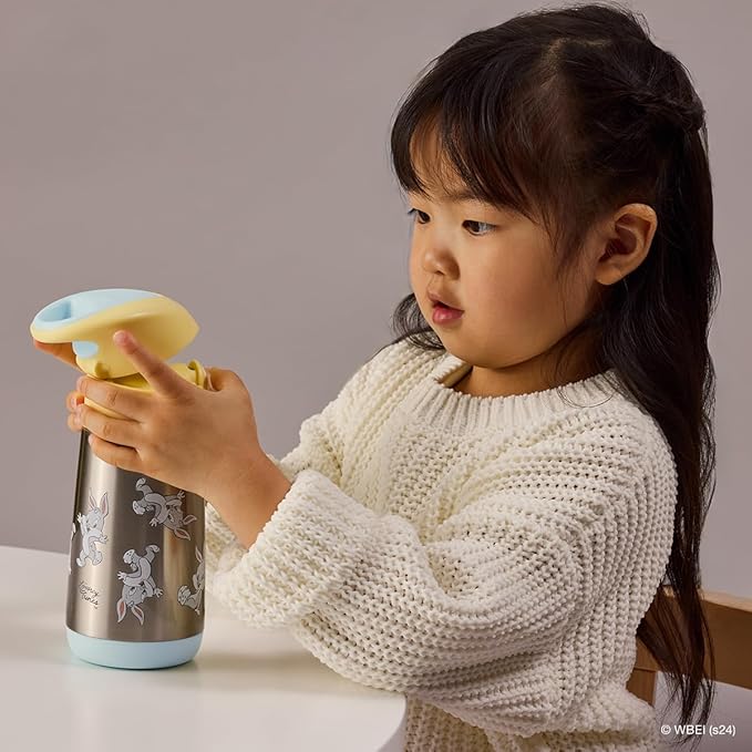 Looney Tunes by b.box 12 oz Insulated Kids Water Bottle: Keeps Drinks Cold up to 8 Hours, Warm up to 6 Hours. Triple Wall Stainless Steel Kids Drink Bottle w/Free Flow Silicone Straw Top