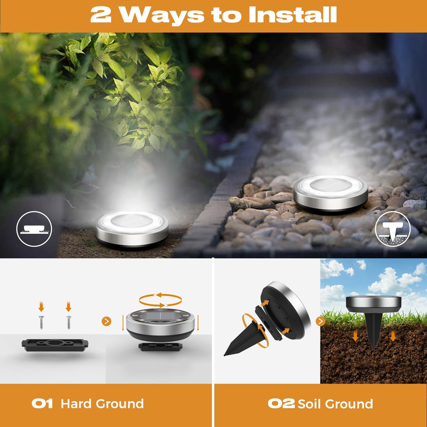 Vighep Solar Ground Lights 12 Pack Flat Solar Lights Outdoor Waterproof  Bright Led Solar Disc Lights  6000K Cool White Landscape Lighting For Outside Yard Garden Pathway Driveway Lawn