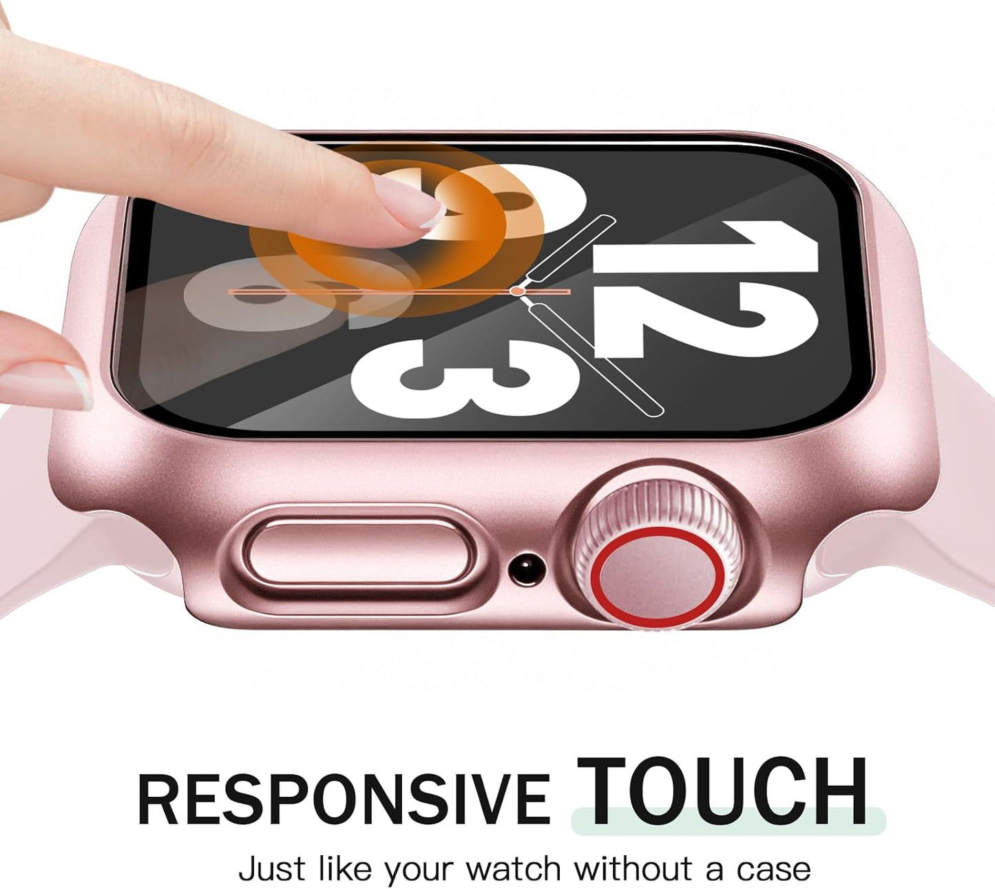 JR.DM 41mm 2 Pack Hard PC Case with HD Tempered Glass Screen Protector for Apple Watch Series 9/8/7, Slim Guard Bumper Full Coverage Protective Anti-Scratch Face Cover for iWatch, Pink/Clear