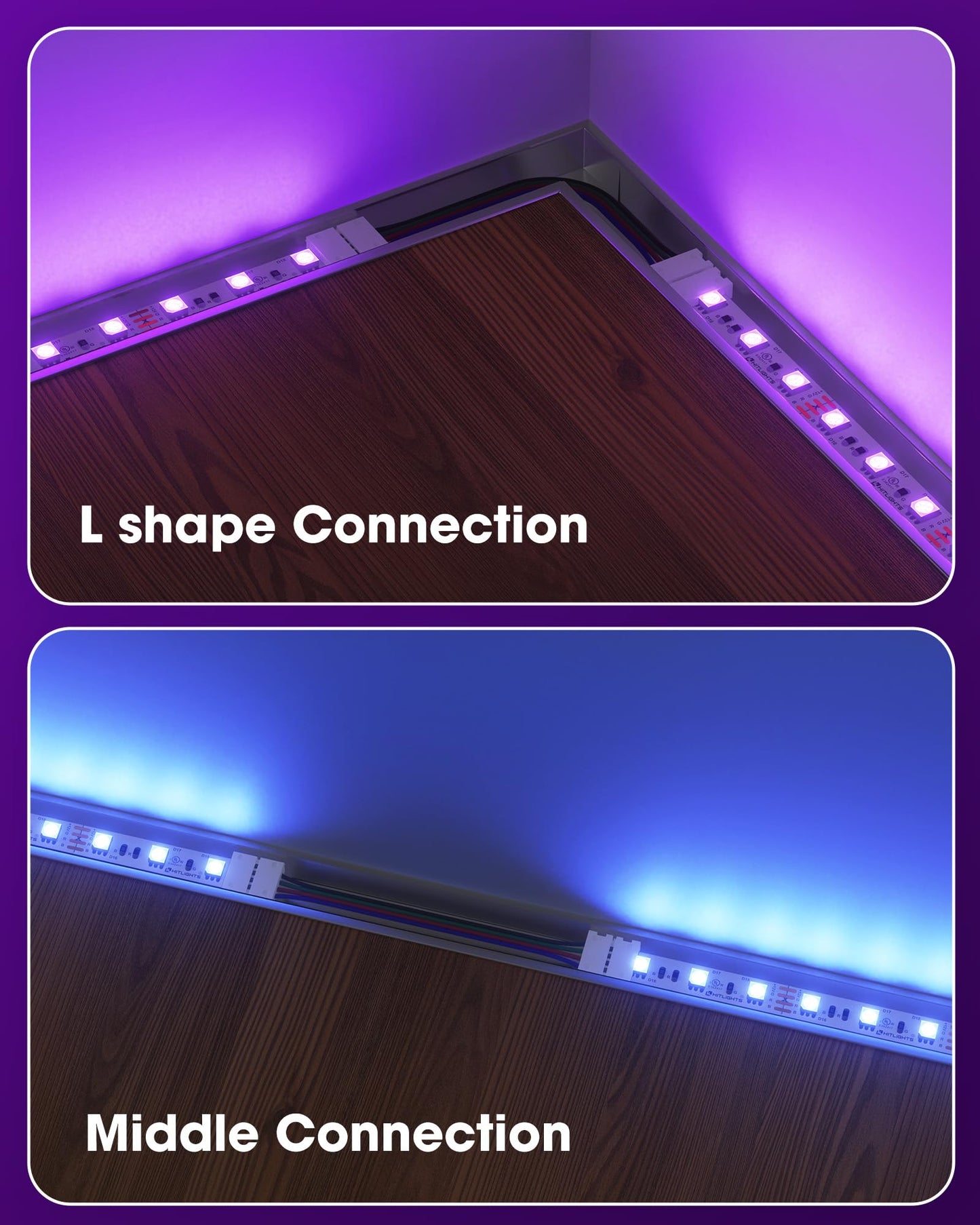 HitLights 12 Pack RGB LED Strip Connectors, 10mm 4 Pin, 6 Inch Solderless, Plastic, Model CON-10M-B00A-12PK-FBA