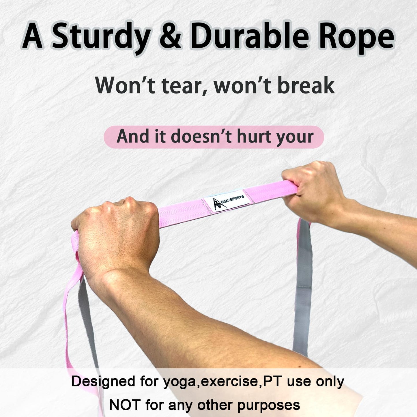 Stretching Strap Yoga Strap with Loops, Stretch Straps for Physical Therapy, Non-Elastic Exercise Strap for Pilates, Dance and Gymnastics with Workout Guide (Blue/Light Blue+Pink/Light Gray)