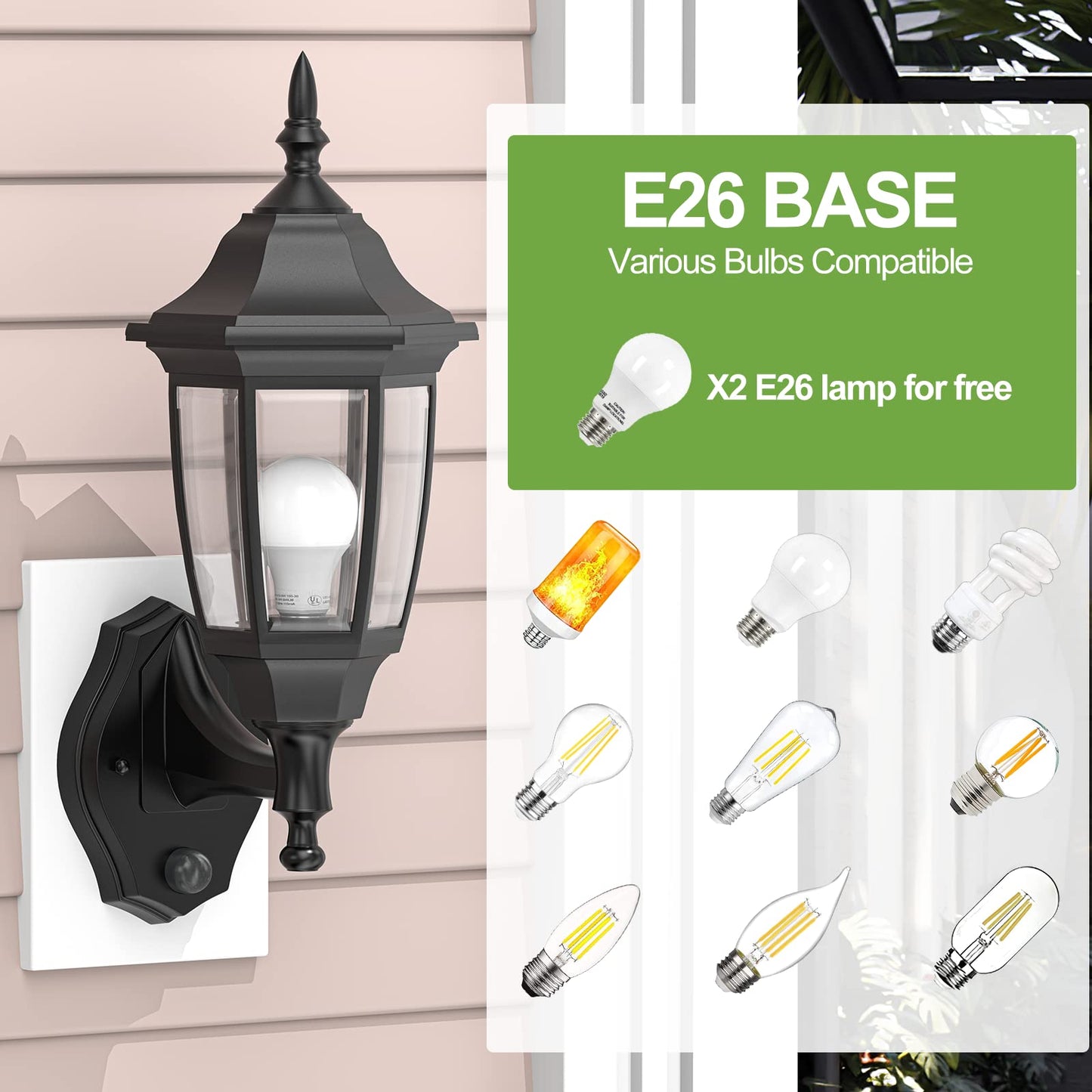 EMART Dusk to Dawn Outdoor Light Fixture, Waterproof Plastic, Black, Model EM-GL-2-PS, 2 Pack