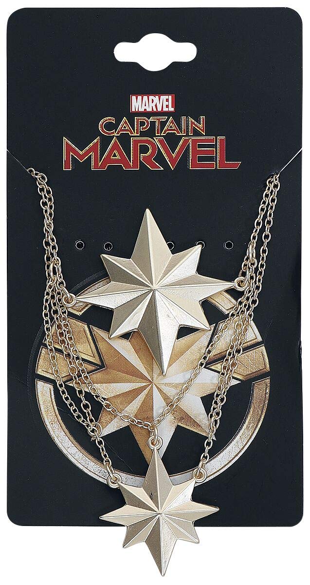 Marvel Comics Women's Captain Marvel Matte Finish 2-Tiered Necklace, Gold, One Size