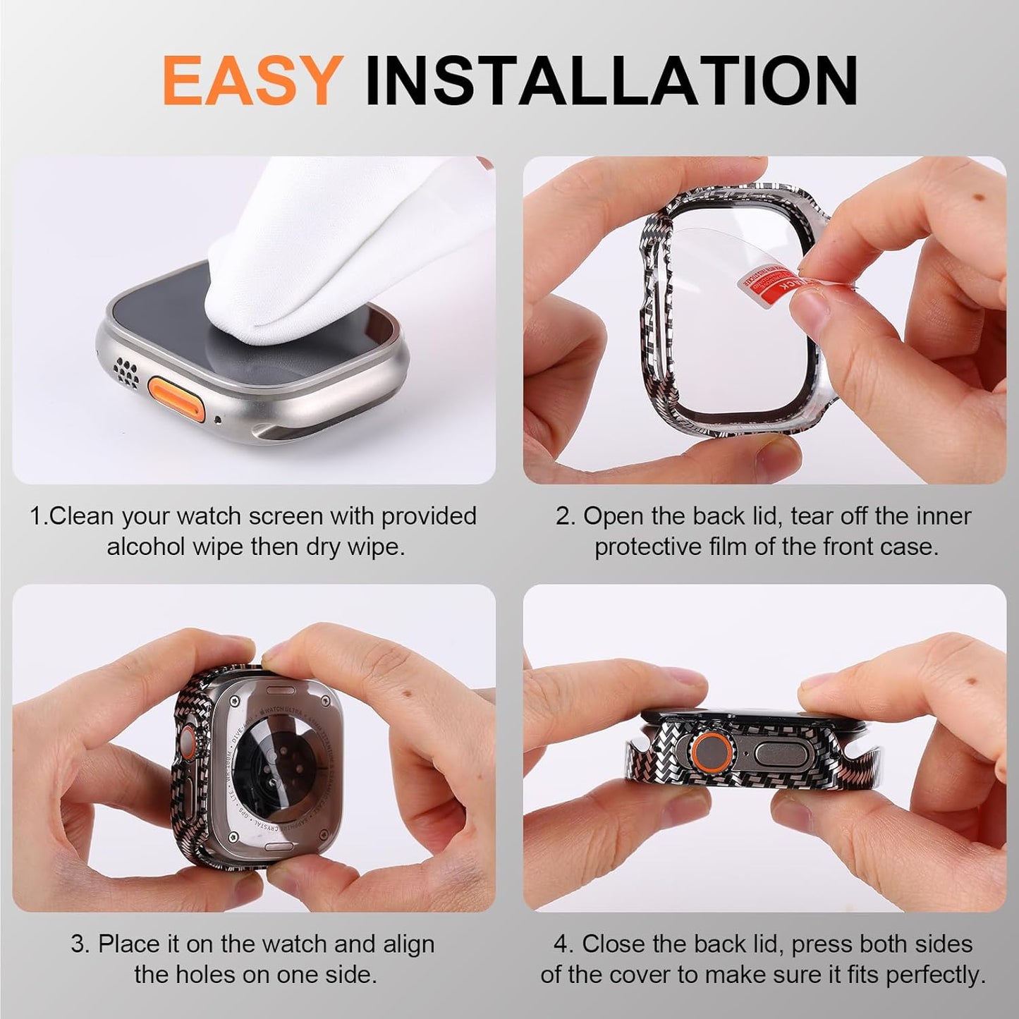 Metal Case for Apple Watch Ultra/Ultra 2/Ultra 3 49mm, Military Grade Protection with Back Cover, Straight Edge Ultra Thin Lightweight Protective Cover for iWatch 49mm