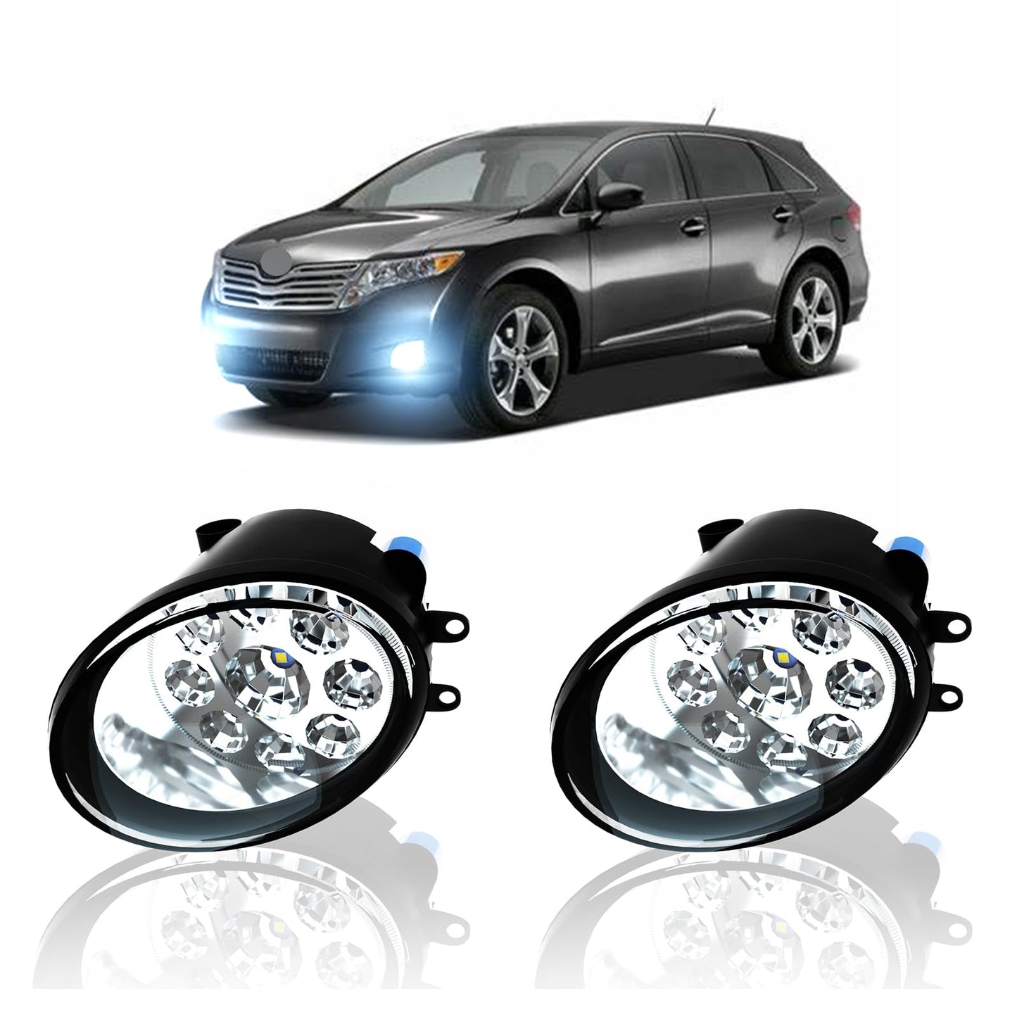 Qobsos Led Fog Light For Toyota Venza 2009-2015 Replacement Front Bumper Lamp 6000K White Pack Of 2