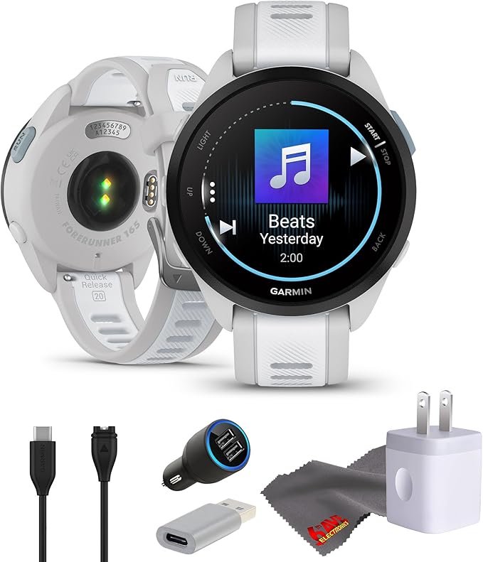 Garmin Forerunner 165 Music GPS Running Smartwatch, Fitness Tracker Smart Watch for Men and Women Bundle with Accessories...