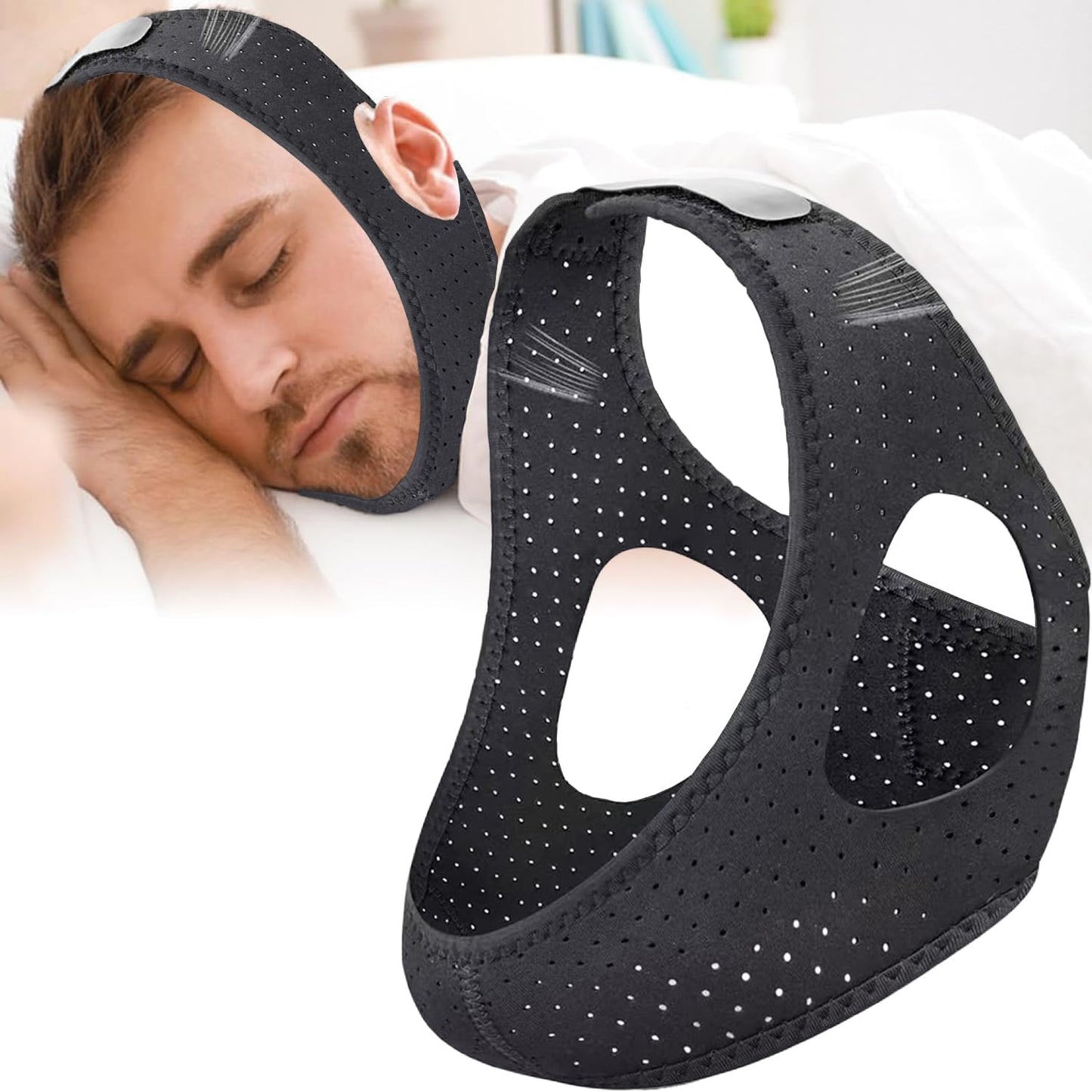 Anti Snore Chin Strap,Breathable CPAP Chin Strap,Adjustable Anti Snoring Devices for Men and Women,Comfortable Snore Chin Strap for Sleepping,Effective Stop Snoring Solution
