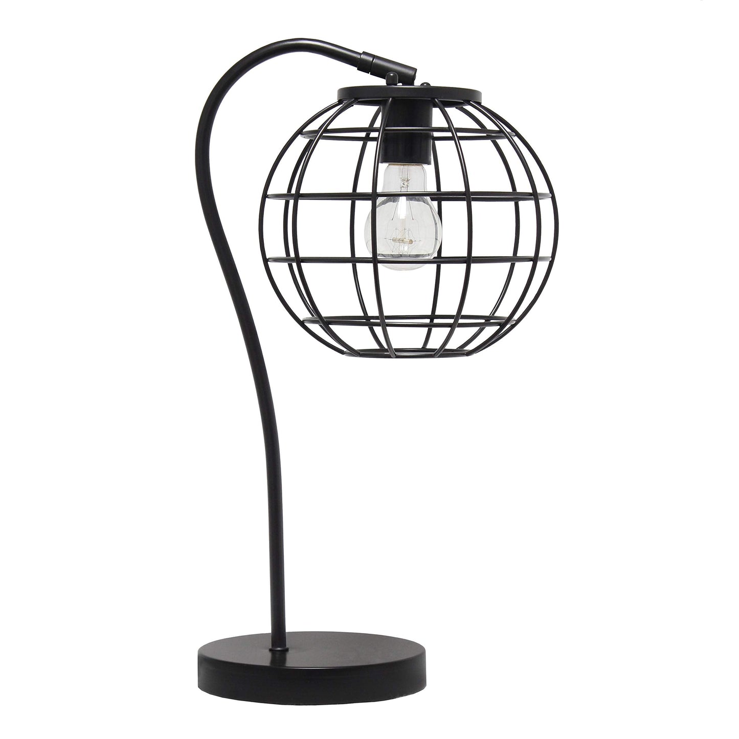 Elegant Designs Lt2068-Blk Metal Table Desk Lamp, Black Caged Design