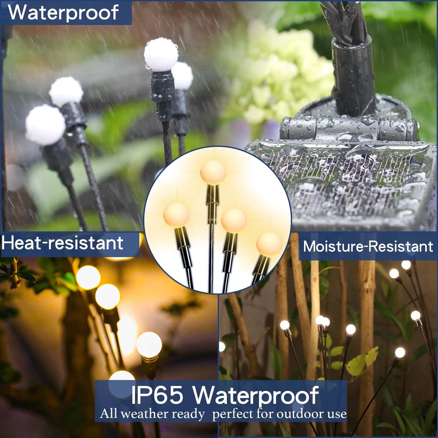 TONULAX Solar Garden Lights - Swaying Light with Iron Wire & Bulb Base, 2 Pack, Warm White
