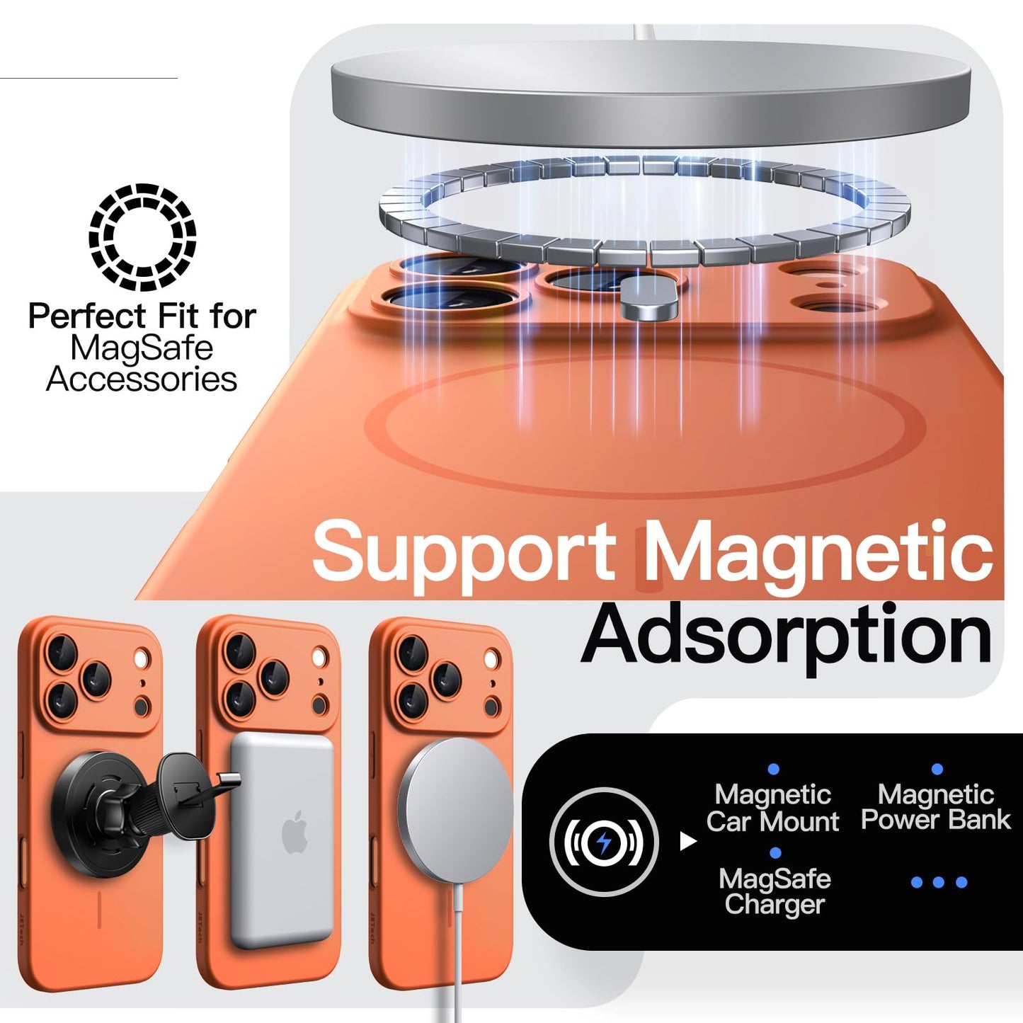 Jetech Magnetic Slim Case For Iphone 17 Pro 6.3-Inch, Compatible With Magsafe, Ultra-Thin Lightweight Minimalist Phone Cover Wit