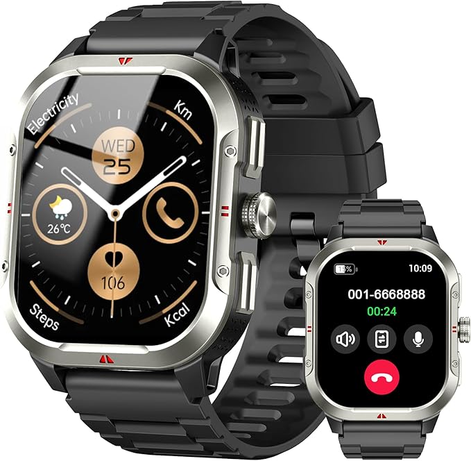 Smart Watch for Men Women GPS, Military 2.06" Fitness Tracker with Bluetooth Calling, Smartwatch Heart Rate Sleep SpO2 Ste...