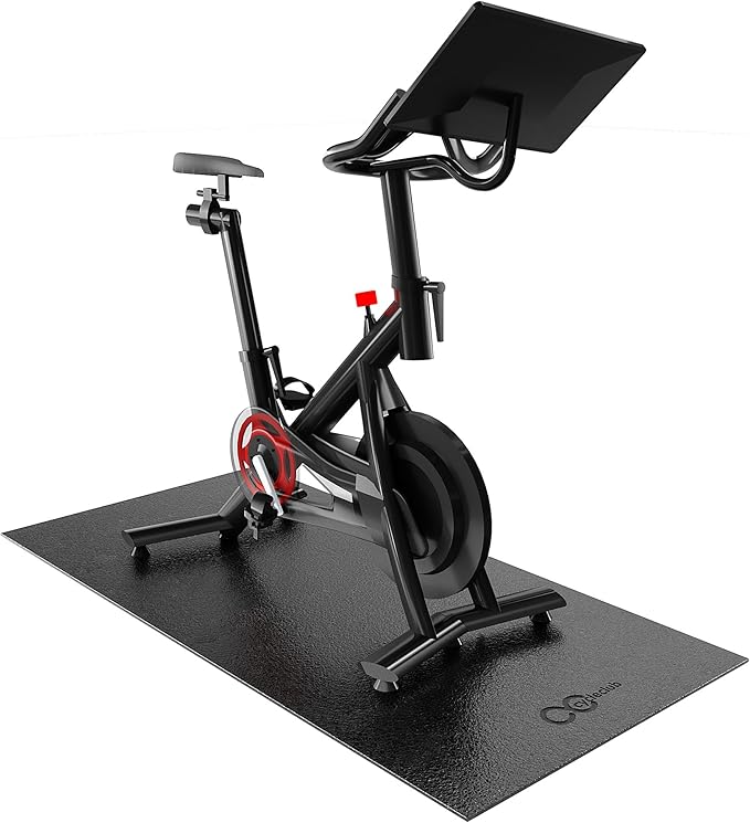 Cycleclub Bike Mat Compatible with Peloton Bike,Elliptical,Treadmill Mat, 6mm Thick, Under Exercise Bike Trainer Pad for I...