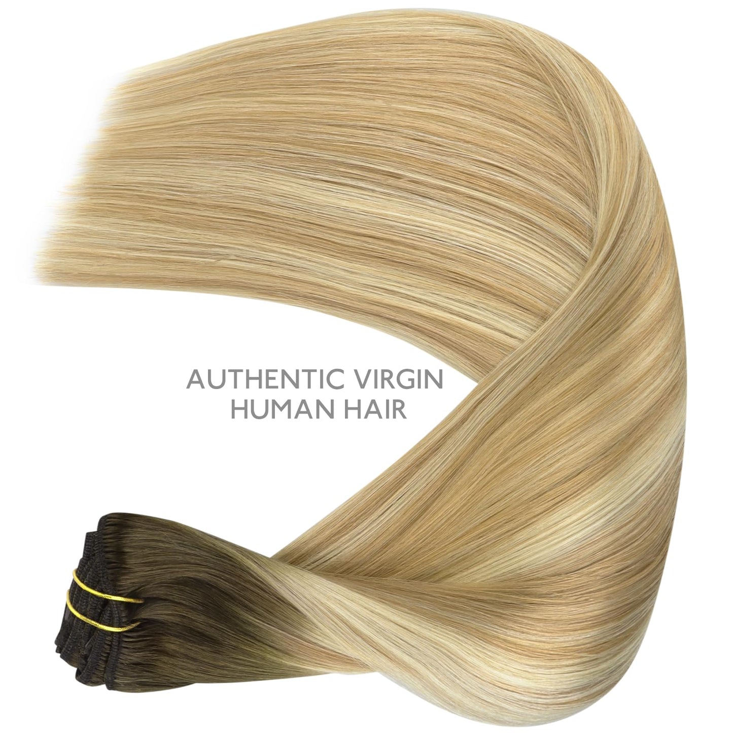 WENNALIFE Clip in Hair Extensions Real Human Hair, 22 Inch 120g 7pcs Remy Hair, Balayage Light Ash Brown to Light White Blonde H