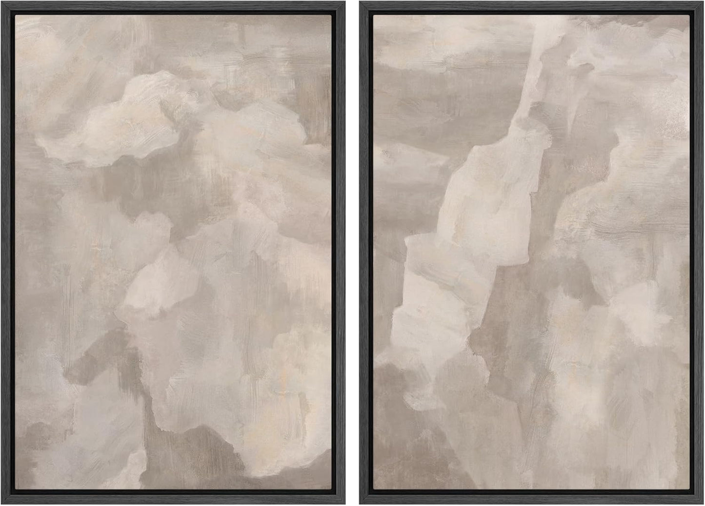 SIGNWIN Framed Canvas Print Wall Art Textured Abstract Earthy Beige Tones Illustrations Modern Art Decorative Contemporary for Living Room, Bedroom, Office - 16"x24"x2 Black