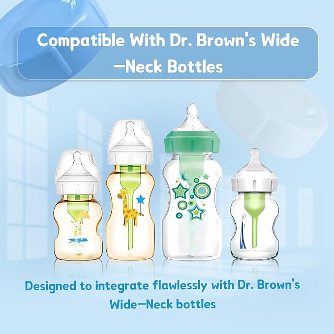 6pcs Wide Bottle Caps Compatible for Wide-Neck Natural Flow Dr Brown Bottles,BPA Free Travel and Storage Baby Bottle Lids Replacement Parts with Sealing Gasket for Baby Bottles Accessory (White)