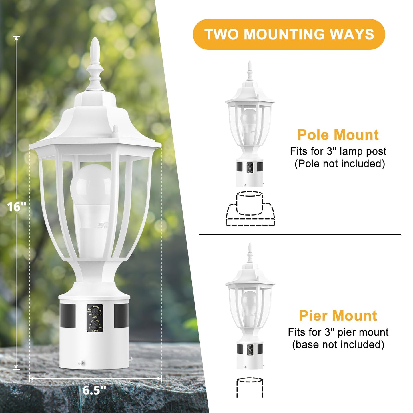Lamomo Motion Sensor Outdoor Post Lights  Dusk To Dawn Lamp Post Light Fixture  Waterproof Aluminum Lamp Posts Outdoor Lighting Pole Lantern For Yard Patio Pathway Garden  White