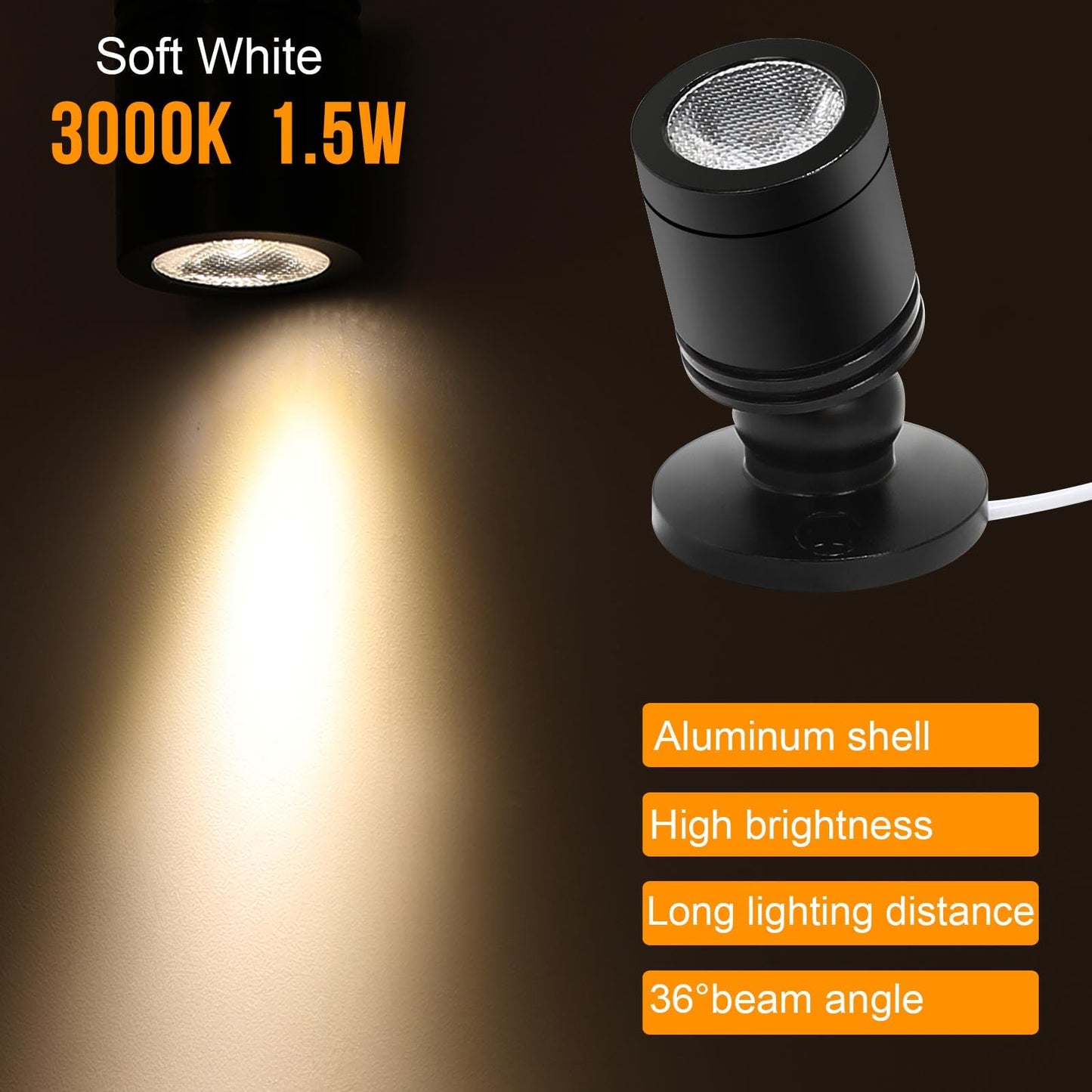 Taysing LED Spot Light Indoor Accent Light Soft White 4 Pack Dimming & Timing for Art, Plants, and Jewelry Display
