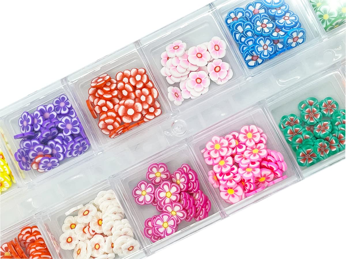2 Boxes Fruit Flower Slices Nail Art Slices, 3D Polymer Clay Mini Slices Resin Making Charms Colorful Nail Art Supplies for DIY