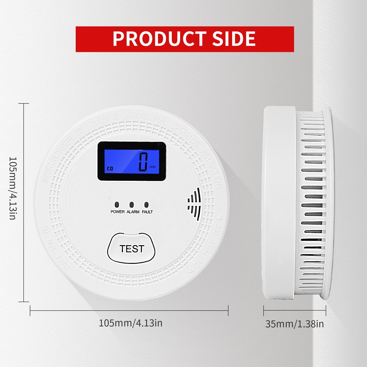 4-Pack,Smoke and Carbon Monoxide Detector,2 in 1 CO & Smoke Alarm,Carbon Monoxide Detectors,Smoke Detector,85dB in Alarm,LCD Screen,Easy to Install