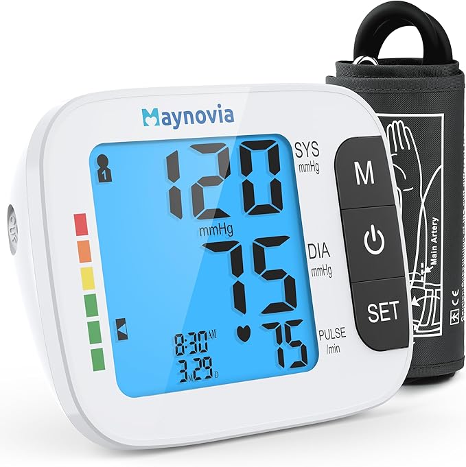 Maynovia Upper Arm Blood Pressure Monitor with Wide Cuff, Automatic Digital BP Machine for Home Use, Voice Broadcast, Larg...