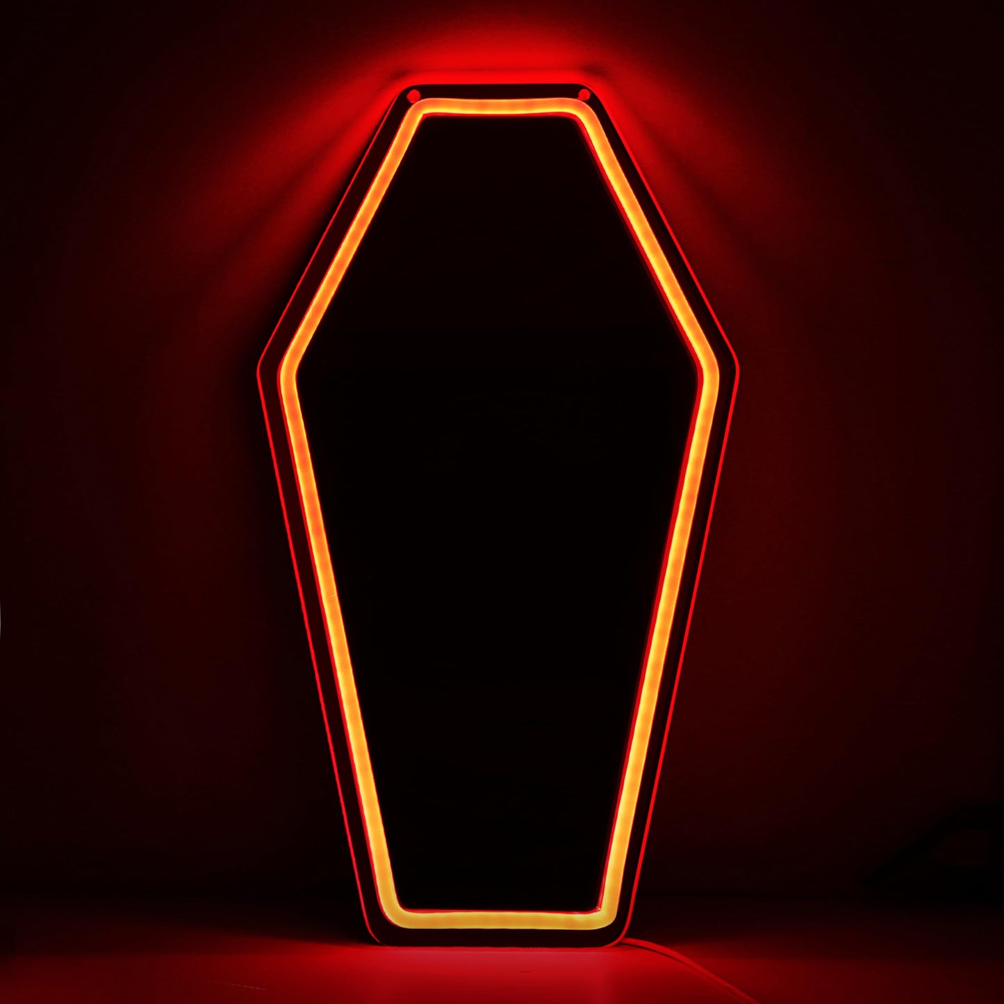 Kavaas Gothic LED Neon Coffin Mirror 16.9in x 9.6in, Coffin Neon Mirror for Room Decor, Halloween Wall Art, Best Gifts for Goth Lovers