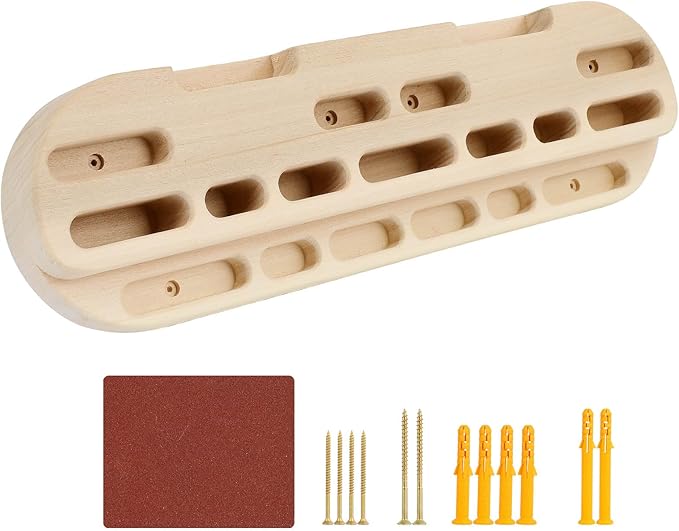 Rock Climbing Hangboard Training, Rock Climbing Fingerboard Door-Mounted Training Station, Equipped with Grip Points, Slop...