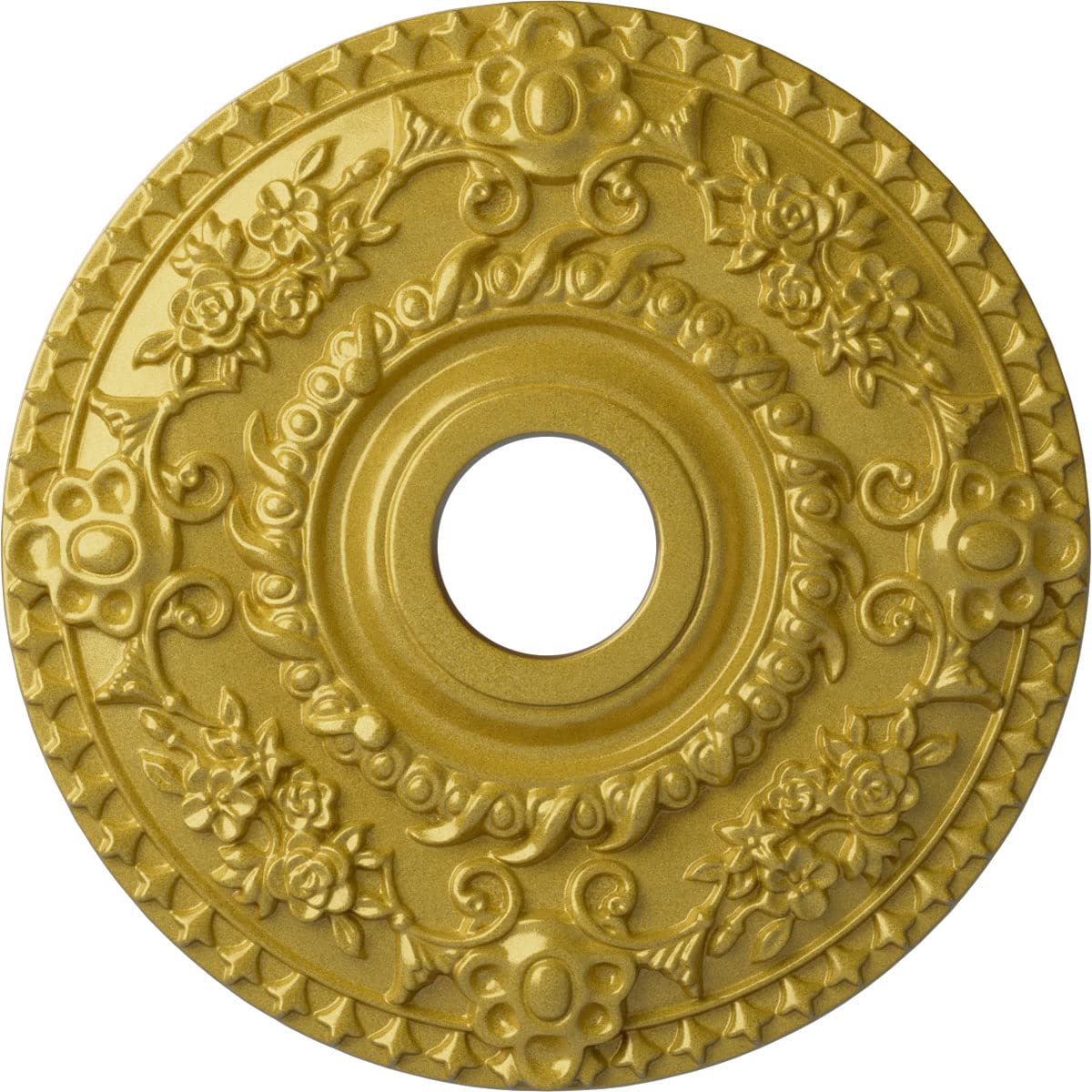 Ekena Millwork Cm18Rorgs Rose Ceiling Medallion Fits Canopies Up To 7 1/4, Rich Gold