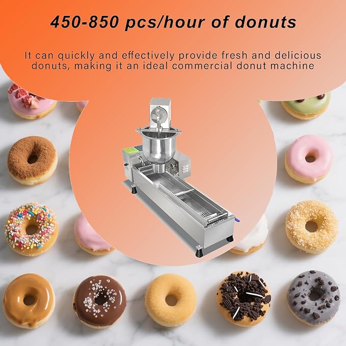 Commercial Single Row Mini Donut Maker Machine,Frying Donuts Maker,Automatic Doughnut Maker, For Restaurant, Bakery, Party, Dessert Shop, 450-800 Pcs/Hour